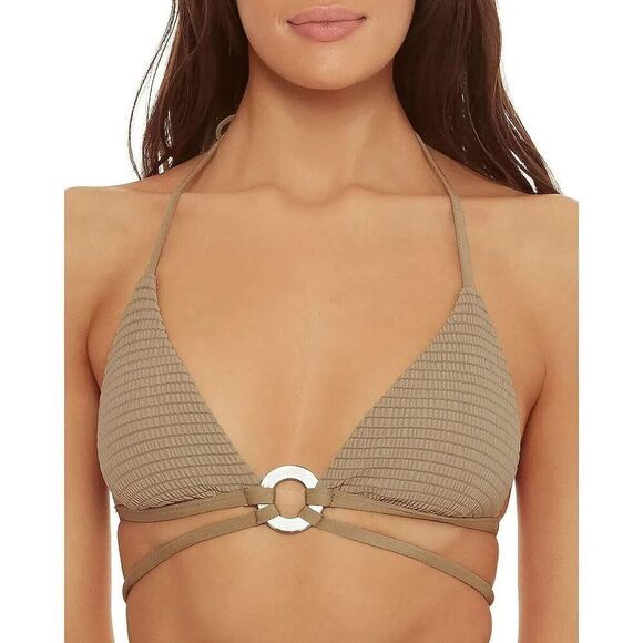 Isabella Rose Sz M Truffle Halter Bikini Top Sz L Maui Textured Bottom - Picture 1 of 3